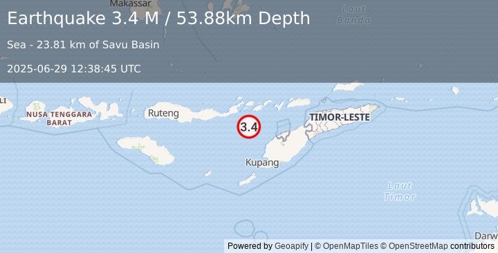 Earthquake Timor Region (3.4 M) (2025-06-29 12:38:45 UTC)