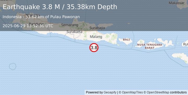 Earthquake Java, Indonesia (3.8 M) (2025-06-29 13:52:36 UTC)
