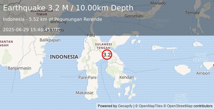 Earthquake Sulawesi, Indonesia (3.2 M) (2025-06-29 15:46:45 UTC)