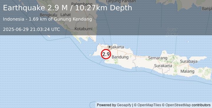 Earthquake Java, Indonesia (2.9 M) (2025-06-29 21:03:24 UTC)