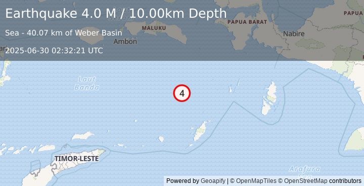 Earthquake Banda Sea (4.0 M) (2025-06-30 02:32:21 UTC)