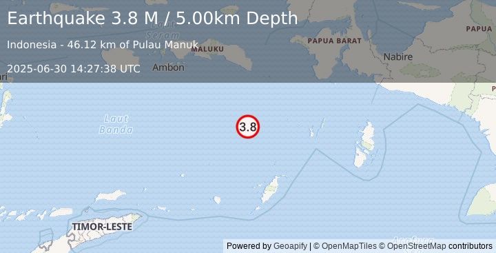Earthquake Banda Sea (3.8 M) (2025-06-30 14:27:38 UTC)