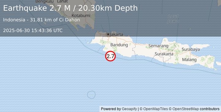 Earthquake Java, Indonesia (2.6 M) (2025-06-30 15:43:37 UTC)