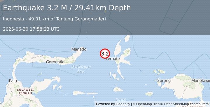 Earthquake Northern Molucca Sea (3.2 M) (2025-06-30 17:58:23 UTC)