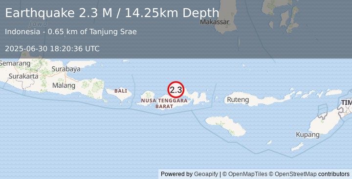 Earthquake Sumbawa Region, Indonesia (2.3 M) (2025-06-30 18:20:36 UTC)