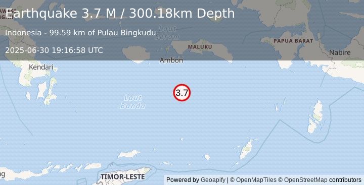 Earthquake Banda Sea (3.7 M) (2025-06-30 19:16:58 UTC)