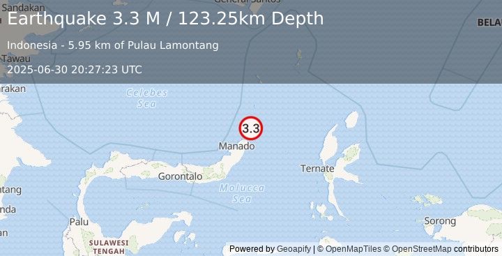Earthquake Talaud Islands, Indonesia (3.3 M) (2025-06-30 20:27:23 UTC)