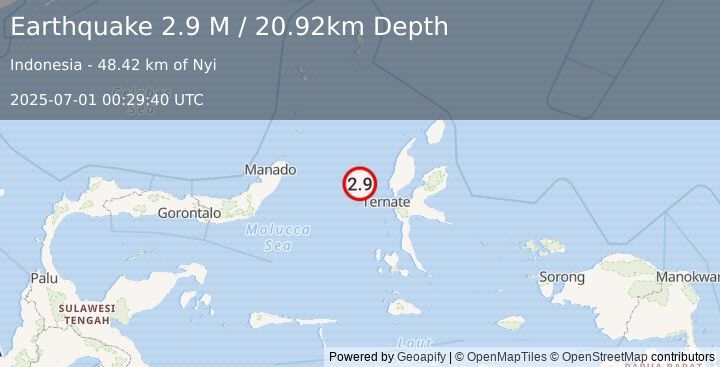 Earthquake Northern Molucca Sea (2.9 M) (2025-07-01 00:29:40 UTC)