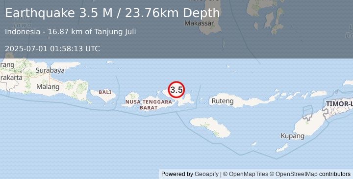 Earthquake Sumbawa Region, Indonesia (3.5 M) (2025-07-01 01:58:13 UTC)