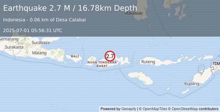 Earthquake Sumbawa Region, Indonesia (2.7 M) (2025-07-01 05:56:31 UTC)