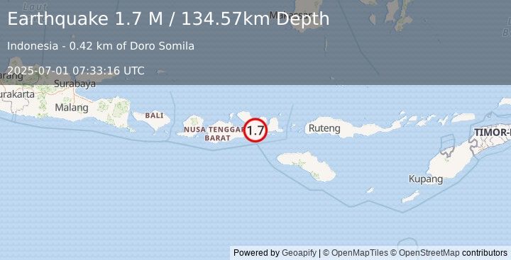 Earthquake Sumbawa Region, Indonesia (1.7 M) (2025-07-01 07:33:16 UTC)