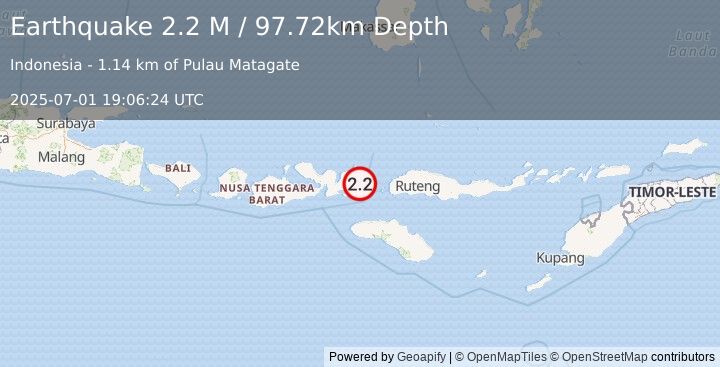 Earthquake Flores Region, Indonesia (2.2 M) (2025-07-01 19:06:24 UTC)