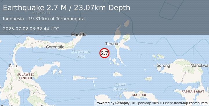 Earthquake Northern Molucca Sea (2.7 M) (2025-07-02 03:32:44 UTC)