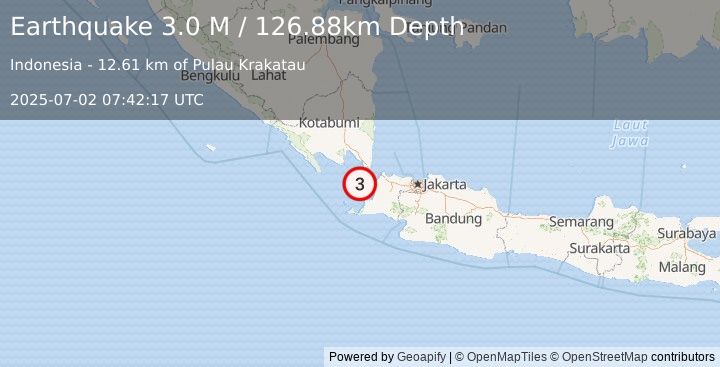 Earthquake Sunda Strait, Indonesia (3.0 M) (2025-07-02 07:42:17 UTC)