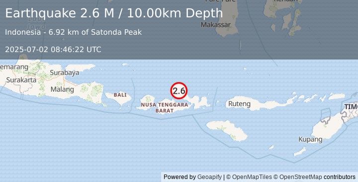Earthquake Sumbawa Region, Indonesia (2.6 M) (2025-07-02 08:46:22 UTC)