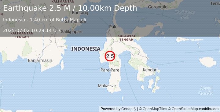 Earthquake Sulawesi, Indonesia (2.5 M) (2025-07-02 10:29:14 UTC)