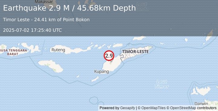 Earthquake Timor Region (2.9 M) (2025-07-02 17:25:40 UTC)
