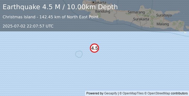 Earthquake South of Java, Indonesia (4.4 M) (2025-07-02 22:08:02 UTC)