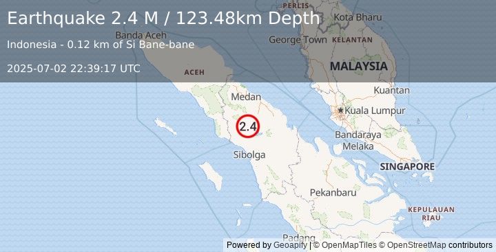 Earthquake Northern Sumatra, Indonesia (2.4 M) (2025-07-02 22:39:17 UTC)