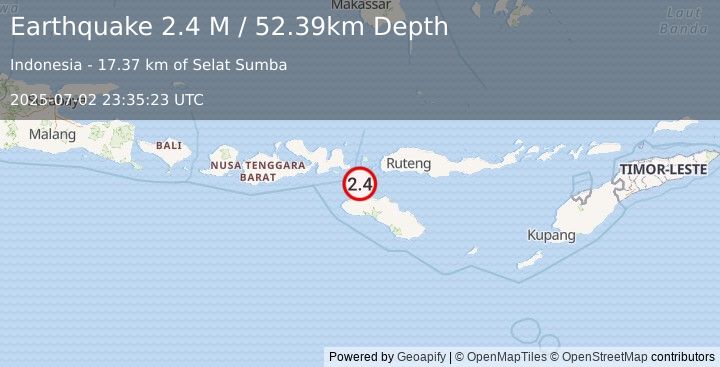 Earthquake Sumba Region, Indonesia (2.4 M) (2025-07-02 23:35:23 UTC)