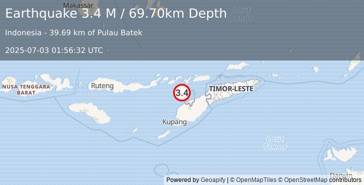 Earthquake Flores Region, Indonesia (3.4 M) (2025-07-03 01:56:32 UTC)