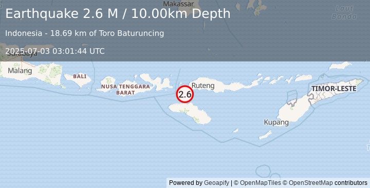 Earthquake Flores Region, Indonesia (2.6 M) (2025-07-03 03:01:44 UTC)