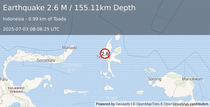 Earthquake Halmahera, Indonesia (2.6 M) (2025-07-03 08:08:25 UTC)