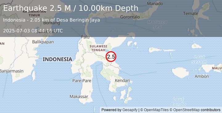 Earthquake Sulawesi, Indonesia (2.5 M) (2025-07-03 08:44:16 UTC)