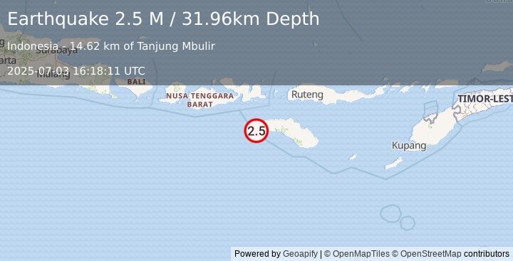 Earthquake Sumbawa Region, Indonesia (2.5 M) (2025-07-03 16:18:11 UTC)