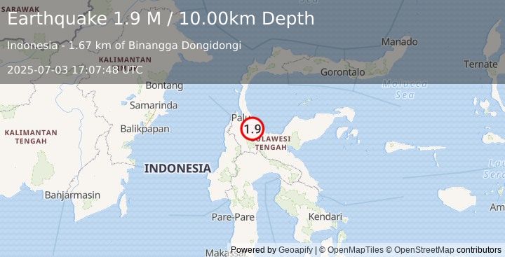 Earthquake Sulawesi, Indonesia (1.9 M) (2025-07-03 17:07:48 UTC)