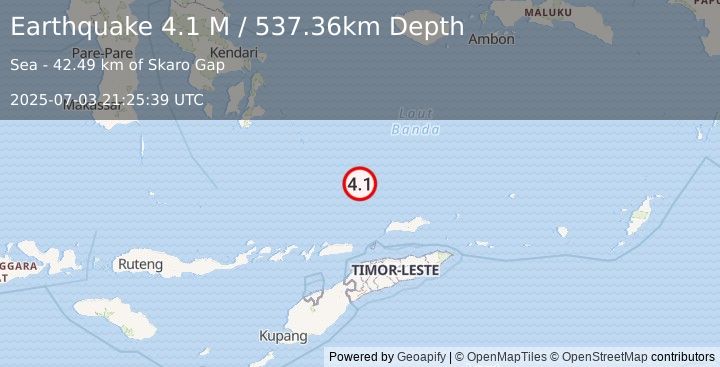 Earthquake Banda Sea (4.1 M) (2025-07-03 21:25:40 UTC)