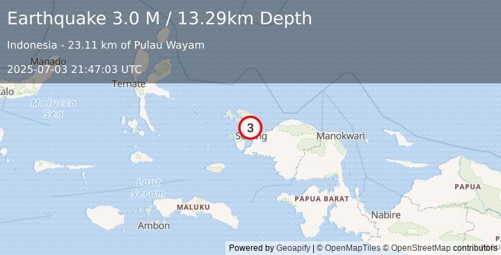 Earthquake West Papua Region, Indonesia (3.0 M) (2025-07-03 21:47:03 UTC)