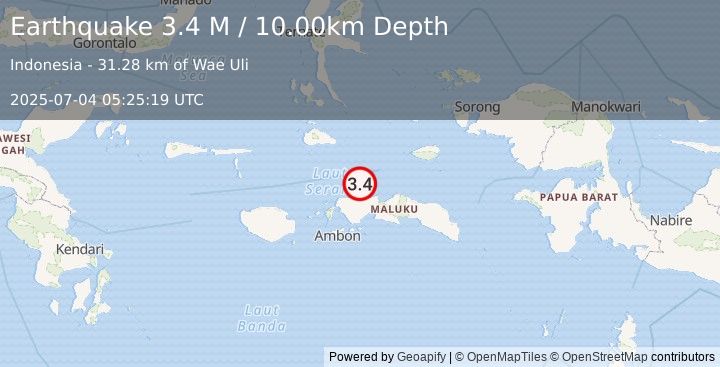 Earthquake Ceram Sea (3.4 M) (2025-07-04 05:25:19 UTC)