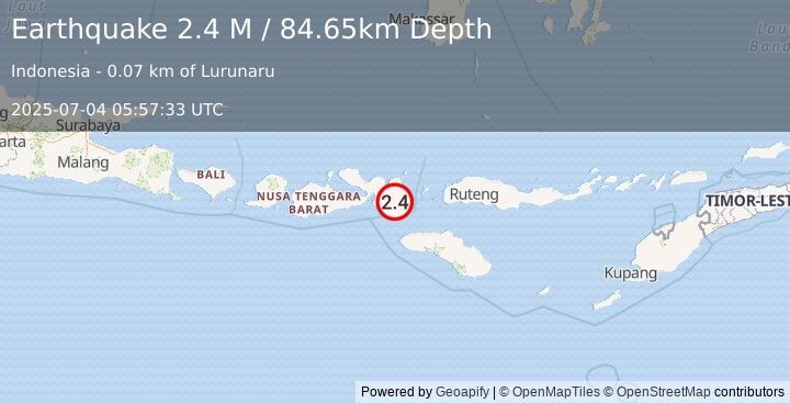 Earthquake Sumbawa Region, Indonesia (2.4 M) (2025-07-04 05:57:33 UTC)