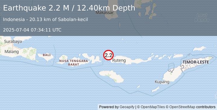 Earthquake Flores Region, Indonesia (2.2 M) (2025-07-04 07:34:11 UTC)