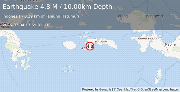Earthquake Seram, Indonesia (4.8 M) (2025-07-04 13:59:35 UTC)
