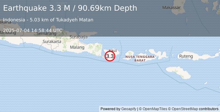 Earthquake Bali Region, Indonesia (3.3 M) (2025-07-04 14:58:44 UTC)