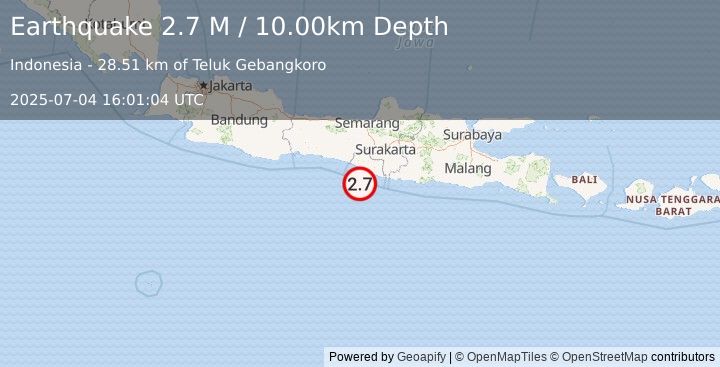 Earthquake Java, Indonesia (2.7 M) (2025-07-04 16:01:04 UTC)