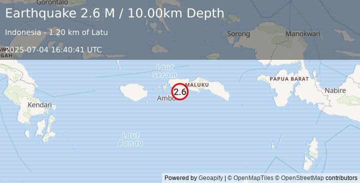 Earthquake Seram, Indonesia (2.6 M) (2025-07-04 16:40:41 UTC)