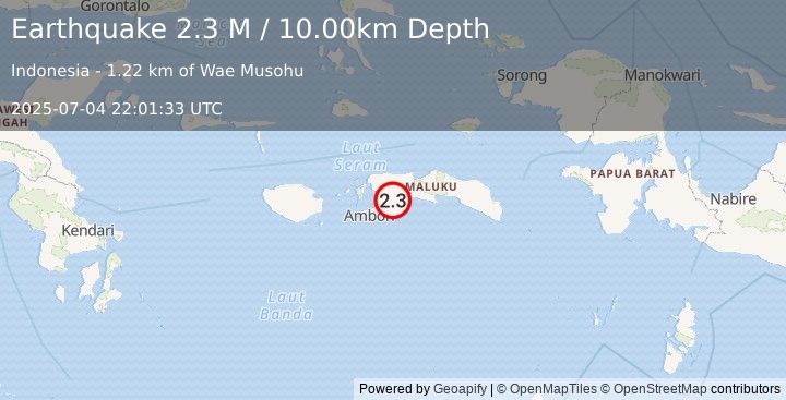 Earthquake Seram, Indonesia (2.3 M) (2025-07-04 22:01:33 UTC)