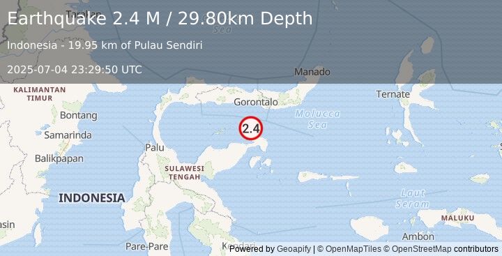 Earthquake Minahassa Peninsula, Sulawesi (2.4 M) (2025-07-04 23:29:50 UTC)