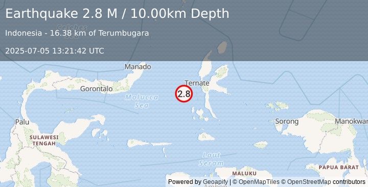 Earthquake Northern Molucca Sea (2.8 M) (2025-07-05 13:21:42 UTC)