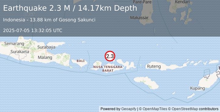 Earthquake Bali Sea (2.3 M) (2025-07-05 13:32:05 UTC)
