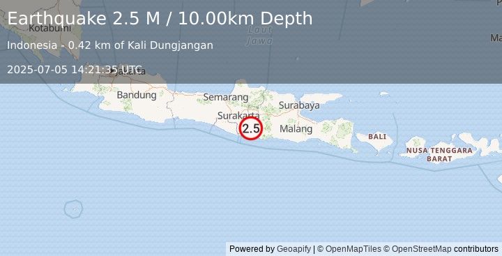 Earthquake Java, Indonesia (2.5 M) (2025-07-05 14:21:35 UTC)
