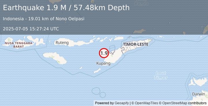 Earthquake Timor Region (1.9 M) (2025-07-05 15:27:24 UTC)