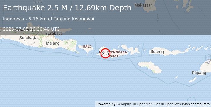 Earthquake Sumbawa Region, Indonesia (2.5 M) (2025-07-05 16:20:40 UTC)