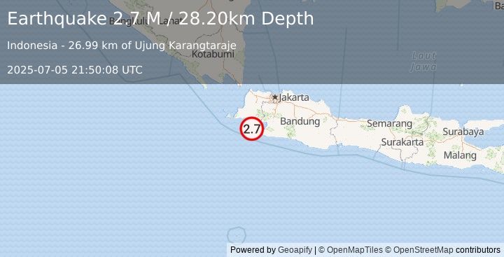 Earthquake Java, Indonesia (2.7 M) (2025-07-05 21:50:08 UTC)