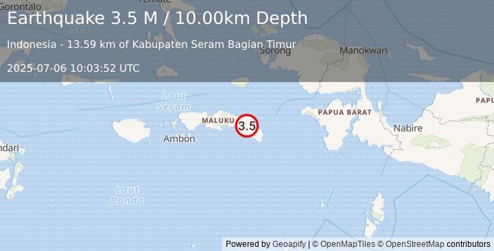 Earthquake Seram, Indonesia (3.5 M) (2025-07-06 10:03:52 UTC)