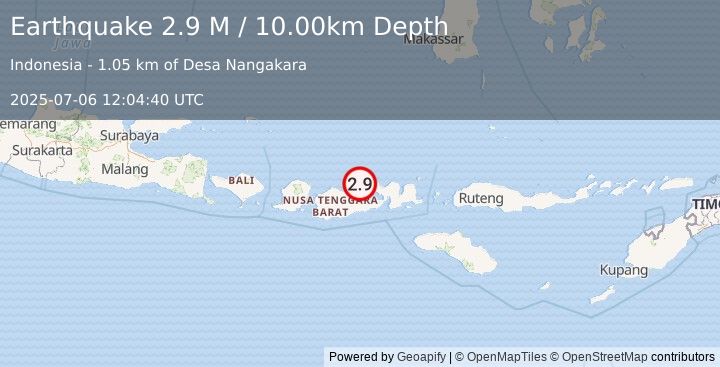 Earthquake Sumbawa Region, Indonesia (2.9 M) (2025-07-06 12:04:40 UTC)