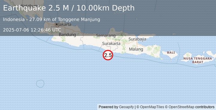 Earthquake Java, Indonesia (2.5 M) (2025-07-06 12:26:46 UTC)
